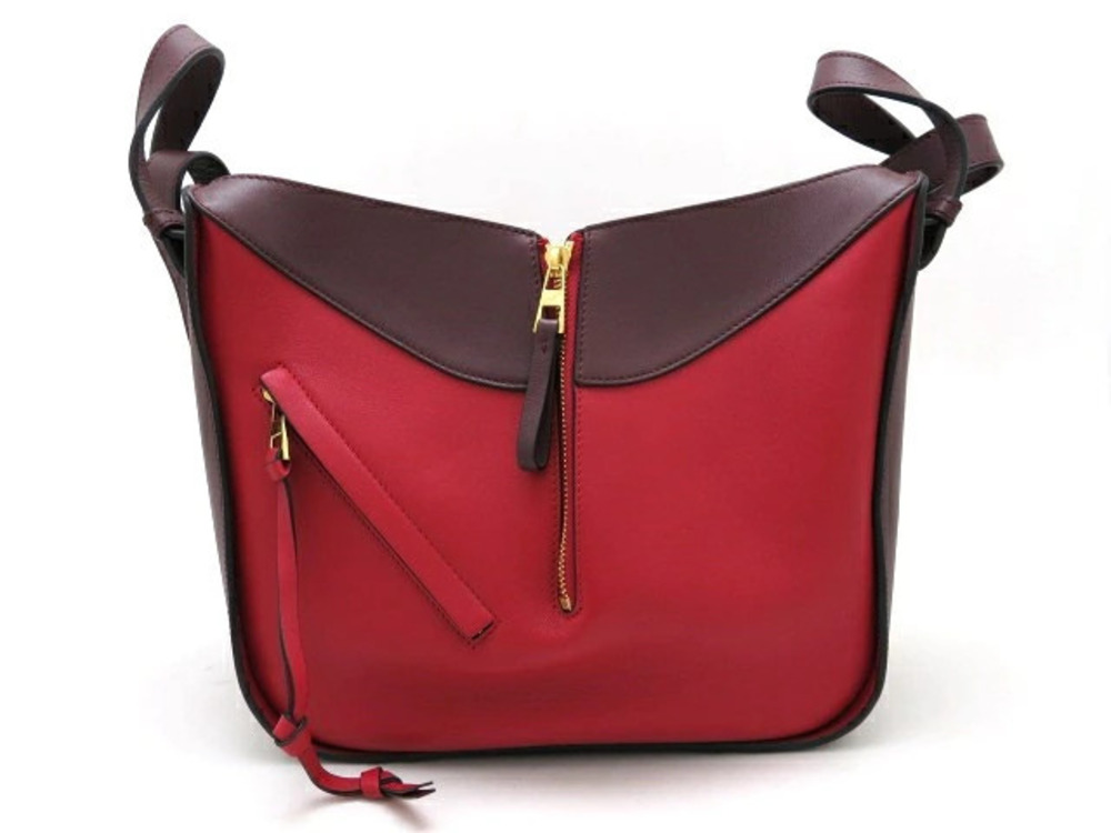Loewe Hammock Handbag Hobo Bag Red Bordeaux Purple Brown Bicolor Calfskin